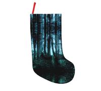 NBHDZENGW Ghost Hid Behind The Trees Chaussette de Noël personnalisable avec impression complète en polyester durable 45,7 cm