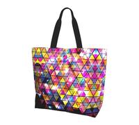 NBHDZENGW Grand sac fourre-tout coloré en forme de triangle géométrique pour femme, sac de courses en polyester résistant à l'eau avec une seule bandoulière, sac fourre-tout spacieux et léger pour