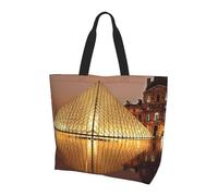 NBHDZENGW Grand sac fourre-tout Louvre Museum In Paris pour femme, sac de courses en polyester résistant à l'eau avec bandoulière unique, sac fourre-tout spacieux et léger pour tous les jours