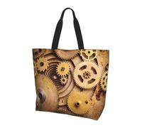 NBHDZENGW Grand sac fourre-tout The Clocks Theme Gears pour femme, imprimé en polyester résistant à l'eau avec bandoulière unique, sac fourre-tout spacieux et léger pour tous les jours