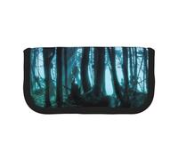 NBHDZENGW Grande trousse à crayons Ghost Hid Behind The Trees en toile avec poche en maille, motif blocs de couleurs (bordure noire) - Trousse de maquillage pour voyage scolaire