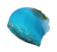 NBHDZENGW Island in the Middle of The Sea - Bonnet multifonction à imprimé réversible avec ouverture pour queue de cheval - Pour homme et femme, Noir , Taille unique