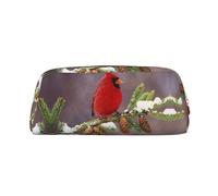 NBHDZENGW Jolie trousse à crayons en cuir avec fermeture éclair lisse, élégante et durable pour l'école, le bureau, les voyages - Motif oiseau rouge sur une branche, doré, Taille unique, Organiseur de