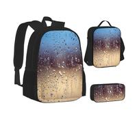 NBHDZENGW Lot de 3 sacs à dos imprimés en tissu Oxford 600D pour ordinateur portable avec sac à déjeuner isotherme et trousse à crayons - Sac à dos multifonction réglable