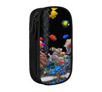 NBHDZENGW Marine Life Trousse à crayons double couche de grande capacité, organiseur en polyester durable imprimé personnalisé pour l'école, le bureau, les voyages, fournitures artistiques et