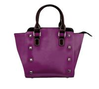 NBHDZENGW Morning Glory Sac à bandoulière en cuir véritable violet satiné avec clous et imprimé sur toute la surface, sangle amovible réglable, sac fourre-tout élégant et spacieux pour femme