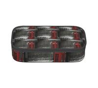 NBHDZENGW Phone Booth in London Streets Trousse à crayons de grande capacité avec compartiments multiples pour l'école, le bureau, les voyages en polyester durable (design imprimé élégant)