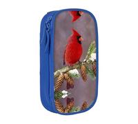 NBHDZENGW Red Bird On Branch Trousse à crayons double couche de grande capacité en polyester durable imprimé personnalisé pour l'école, le bureau, les voyages, fournitures artistiques et maquillage