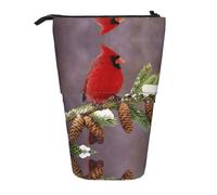 NBHDZENGW Red Bird Trousse extensible verticale avec impression en tissu Oxford durable Hauteur réglable 10,5 cm à 18 cm 3 emplacements intérieurs pour l'école, le bureau, les voyages