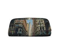 NBHDZENGW Rues of New York City Jolie trousse à crayons en cuir avec fermeture éclair lisse, élégante et durable pour l'école, le bureau, les voyages - Porte-papeterie léger avec impression complète
