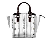 NBHDZENGW Sac à bandoulière en cuir véritable à rayures triangulaires avec clous et imprimé sur toute la surface, sangle amovible réglable, sac fourre-tout élégant et spacieux pour femme