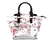 NBHDZENGW Sac à bandoulière japonais en cuir véritable avec clous et imprimé sur toute la surface, sangle amovible réglable, sac fourre-tout élégant et spacieux pour femme