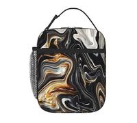 NBHDZENGW Sac à déjeuner isotherme avec poignée amovible, texture marbre abstraite, poches latérales avant, doublure étanche, idéal pour le travail, l'école, le bureau, les voyages