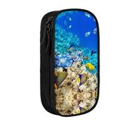 NBHDZENGW Sea Fish Trousse à crayons double couche de grande capacité avec imprimé personnalisé en polyester durable pour l'école, le bureau, les voyages, les fournitures artistiques et le maquillage