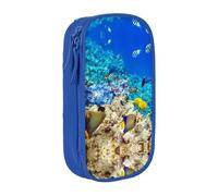 NBHDZENGW Sea Fish Trousse à crayons double couche de grande capacité avec imprimé personnalisé en polyester durable pour l'école, le bureau, les voyages, les fournitures artistiques et le maquillage