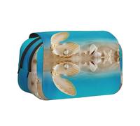 NBHDZENGW Sea Pearl Trousse à crayons double couche en tissu polyester de qualité supérieure Motif imprimé Idéal pour l'école, les voyages