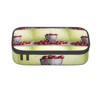 NBHDZENGW Seau avec plein de cerises - Grande capacité - Trousse de toilette multi-compartiments pour l'école, le bureau, les voyages - Polyester durable (design imprimé élégant)