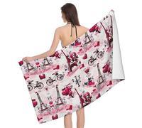 NBHDZENGW Serviette de bain Paris Tour Eiffel France douce en microfibre imprimée de qualité supérieure, super absorbante, séchage rapide, légère pour salle de sport, voyage, plage (taille L 130 x 80