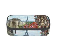 NBHDZENGW Street in Paris Town Trousse à crayons de grande capacité, trousse de toilette multi-compartiments pour l'école, le bureau, les voyages en polyester durable (design imprimé élégant)