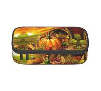 NBHDZENGW Trousse à crayons de grande capacité en forme de citrouille de Thanksgiving Day - Trousse de toilette multi-compartiments pour l'école, le bureau, les voyages - Polyester durable (design