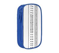 NBHDZENGW Trousse à crayons double couche à rayures triangulaires, organiseur en polyester durable imprimé personnalisé pour l'école, le bureau, les voyages, fournitures artistiques, maquillage, bleu