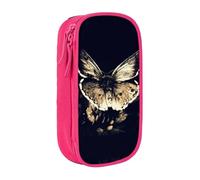 NBHDZENGW Trousse à crayons double couche avec ailes de papillon, organiseur en polyester durable imprimé personnalisé pour l'école, le bureau, les voyages, fournitures artistiques, maquillage, rose