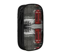 NBHDZENGW Trousse à crayons double couche avec cabine téléphonique dans les rues de Londres, organiseur en polyester durable imprimé personnalisé pour l'école, le bureau, les voyages, fournitures