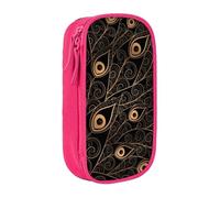 NBHDZENGW Trousse à crayons double couche avec plumes dorées, organiseur en polyester durable imprimé personnalisé pour l'école, le bureau, les voyages, fournitures artistiques, maquillage, rose
