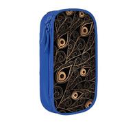 NBHDZENGW Trousse à crayons double couche avec plumes dorées, organiseur en polyester durable imprimé personnalisé pour l'école, le bureau, les voyages, fournitures artistiques, maquillage, bleu