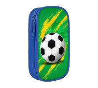 NBHDZENGW Trousse à crayons double couche de grande capacité avec motif ballon de football, organiseur en polyester durable pour l'école, le bureau, les voyages, les fournitures artistiques, le