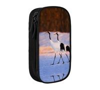 NBHDZENGW Trousse à crayons double couche de grande capacité avec motif grue couronnée, organiseur durable en polyester pour l'école, le bureau, les voyages, les fournitures artistiques, le maquillage