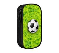NBHDZENGW Trousse à crayons double couche de grande capacité, motif football sur herbe, organiseur durable en polyester pour l'école, le bureau, les voyages, les fournitures artistiques, le maquillage