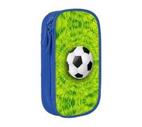 NBHDZENGW Trousse à crayons double couche de grande capacité, motif football sur herbe, organiseur durable en polyester pour l'école, le bureau, les voyages, les fournitures artistiques, le maquillage