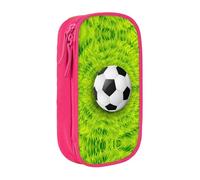 NBHDZENGW Trousse à crayons double couche de grande capacité, motif football sur herbe, organiseur durable en polyester pour l'école, le bureau, les voyages, les fournitures artistiques, le maquillage