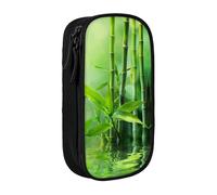 NBHDZENGW Trousse à crayons double couche en bambou, organiseur en polyester durable imprimé personnalisé pour l'école, le bureau, les voyages, fournitures artistiques et maquillage, Noir , Taille