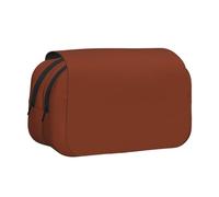 NBHDZENGW Trousse à crayons double couche en fibre de coco marron - Tissu polyester de qualité supérieure - Motif imprimé complet - Idéal pour l'école, les voyages