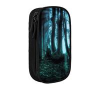 NBHDZENGW Trousse à crayons double couche Ghost Hid Behind The Trees de grande capacité, imprimé personnalisé en polyester durable pour l'école, le bureau, les voyages, les fournitures artistiques, le