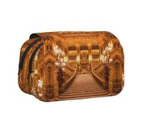 NBHDZENGW Trousse à crayons double couche style gothique européen doré - Tissu polyester de qualité supérieure - Motif imprimé complet - Idéal pour l'école, les voyages