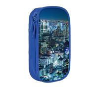 NBHDZENGW Trousse à crayons double couche Tokyo City - Grande capacité - Imprimé personnalisé - Durable - Pour l'école, le bureau, les voyages, les fournitures artistiques et le maquillage, bleu