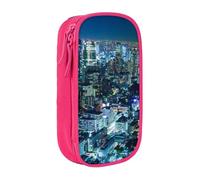 NBHDZENGW Trousse à crayons double couche Tokyo City - Grande capacité - Imprimé personnalisé - Durable - Pour l'école, le bureau, les voyages, les fournitures artistiques et le maquillage, rose