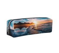 NBHDZENGW Trousse à crayons en cuir avec fermeture éclair lisse, élégante et durable pour l'école, le bureau, les voyages - Porte-papeterie léger avec impression complète, Argenté., Taille unique