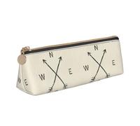 NBHDZENGW Trousse à crayons en cuir avec motif de boussole avec fermeture éclair lisse, élégante et durable pour l'école, le bureau, les voyages - Porte-papeterie imprimé complet