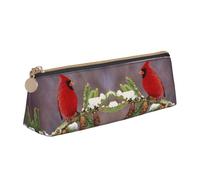 NBHDZENGW Trousse à crayons en cuir avec motif d'oiseau rouge sur une branche avec fermeture éclair lisse, élégante et durable pour l'école, le bureau, les voyages - Porte-papeterie imprimé complet