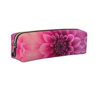 NBHDZENGW Trousse à crayons en cuir Dahlia rose avec fermeture éclair lisse, élégante et durable pour l'école, le bureau, les voyages - Porte-papeterie léger avec impression complète, doré, Taille