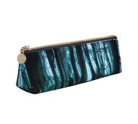NBHDZENGW Trousse à crayons en cuir motif fantôme caché derrière les arbres avec fermeture éclair lisse, élégante et durable pour l'école, le bureau, les voyages - Porte-papeterie léger avec
