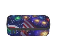 NBHDZENGW Trousse à crayons grande capacité avec drapeau américain de feu d'artifice - Trousse de toilette multi-compartiments pour l'école, le bureau, les voyages - Polyester durable (design imprimé