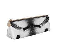 NBHDZENGW Trousse à crayons triangulaire en cuir avec fermeture éclair lisse, élégante et durable pour l'école, le bureau, les voyages - Porte-papeterie léger avec impression complète