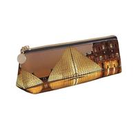 NBHDZENGW Trousse à crayons triangulaire en cuir avec fermeture éclair lisse, élégante et durable pour l'école, le bureau, les voyages - Porte-papeterie imprimé complet