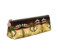 NBHDZENGW Trousse à crayons triangulaire en cuir avec fermeture éclair lisse, élégante et durable pour l'école, le bureau, les voyages - Motif de Noël camel in the Distance