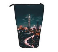 NBHDZENGW Trousse à crayons verticale extensible avec impression paysage de Taipei, tissu Oxford durable, hauteur réglable (10,5 cm à 18 cm), 3 emplacements intérieurs pour l'école, le bureau, les